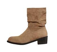 Stivale da donna, comodo, alla moda, con tacco elastico, casual, elegante, effetto maglia, punta, autunno, per tutti i giorni, Stile S01 kaki, 40.5 EU