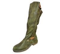 Stivale Donna Ginocchio Inverno Moda Stile Occidentale Stivali da Cowboy Equitazione Casual Ginocchio Stivali (38 EU,Verde)