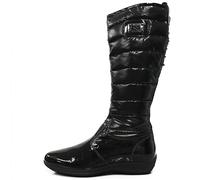 Stivale donna NeroGiardini art A900107 fondo basso in gomma fodera vera pelle in vernice imbottitura gamba tipo piumino con cerniera interno gamba e allacciato dietro colore nero n. 38