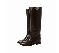 Stivale donna OVYE' in vera pelle con zeppa interna e punta rotonda