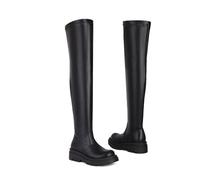 Stivale Tubo Lungo da Donna con Tacco A Blocco Stivali sopra Il Ginocchio in Pelle Stretch,Nero,42 EU