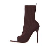 Stivaletti A Calza Donna Con Tacco Stivaletto A Punta Slip-On Stivali Che Lasciano Scoperte Le Dita Dei Piedi Scarpe Vintage Eleganti Scarponcini Traspirante Leggere Tronchetti Ufficio Feste Classico