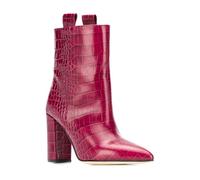 Stivaletti a Punta con Tacco Largo e Slip-On per Donna, Eleganti Stivali Corti con Tacco per Abiti da Sera, Stivali Autunnali Chiusi per Le Feste Le Uscite del Fine Settimana,Rose Red,42 EU