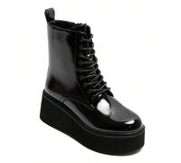 Stivaletti alla caviglia con lacci e suola platform spessa e comoda per donna Scopri l'affermazione dello stile e il confort eccezionale di ces bottines plateforme pour femme. Con la loro silhouette m