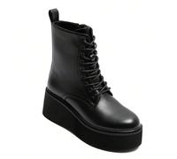 Stivaletti alla caviglia con lacci e suola platform spessa e comoda per donna Scopri l'affermazione dello stile e il confort eccezionale di ces bottines plateforme pour femme. Con la loro silhouette m