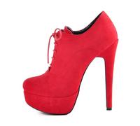 Stivaletti alla Caviglia con Plateau e Lacci Stiletto Tacchi Alti per Donna Classici con Punta Rotonda Tacchi Alti Stivaletti Corti Comode Scarpe da Sposa da Ballo,Red a,44 EU