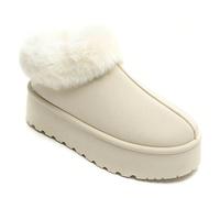 Stivaletti alla caviglia da donna con platform e fodera in pelliccia beige - Garantita comodità e calore Offrez-vous le luxe d'un confort in égalé avec bottines fourrées à plateforme beige pour femme.