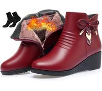 Stivaletti alla caviglia da donna con zeppa nera, botines de mujer de vestir elegantes, morbida pelle piattaforma laterale cerniera scintillante strass foderato in pelliccia spessa stivali da neve