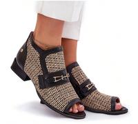 Stivaletti alla caviglia in pelle da donna con punta aperta Maciejka colore nero-beige 06934-39/00-1 EUR36,EUR37,EUR38,EUR39,EUR40,EUR41
