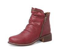 Stivaletti alla Caviglia in Pelle Tacco Basso A Blocco Zip Laterale Facili da Indossare Comodi per Uso Giornaliero Passeggiate in Città Viaggi Autunno Inverno,Burgundy,42 EU