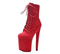 Stivaletti altissimi con Plateau e Tacco da 8 Pollici per Donna e Uomo | per Pole Dancing e Nightclub, Stivali da spogliarellista con Suola Antiscivolo,Rosso,38 EU
