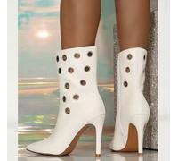 Stivaletti Bianchi Donna Con Occhielli Metallici E Tacco A Spillo 10 Cm C