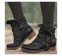 MIYYO Stivaletti Biker Autunno-Inverno Booties da Donna in Pelle PU Vintage Ankle Boots da Combattimento con Cerniera Stivali Corti alla Moda con Borchie Boots da Neve Caldi for L'esterno