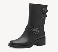 Stivaletti Biker con fibbie Tamaris 25390 pelle nera tacco 4,5 cm
