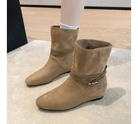 Stivaletti Cachi In Pelle Sintetica Scamosciata Con Zeppa Interna 5 Cm CF55189