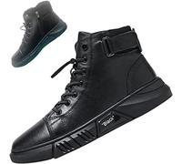 Stivaletti casual versatili da uomo in vera pelle, sneakers classiche nere leggere con suola morbida, stringate classiche ed eleganti con cerniera laterale, stivali in pelle Stivali (42,plus velvet)