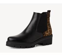Stivaletti Chelsea con elastici Tamaris 25446 pelle nera e leopard tacco 5,5 cm