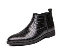Stivaletti Chelsea da uomo con stampa in pelle, comodi, alti e a punta, senza lacci, stile casual e da lavoro, Nero , 44 EU