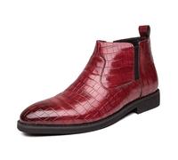 Stivaletti Chelsea da uomo con stampa in pelle, comodi, alti e a punta, senza lacci, stile casual e da lavoro, Rosso, 44 EU