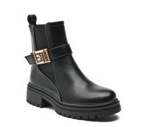 Stivaletti con fibbia geometrica dorata, stile preppy, college, resort, moda, punk, eleganti, basic, casual, carini, da esterno, da fata, con cerniera laterale, per festival Fai un salto nel passato c