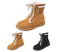 Stivaletti con lacci da donna in pelle scamosciata ispessita calda foderata in pelliccia sintetica stivali invernali isolati a metà polpaccio stivaletti da donna stivali da combattimento antiscivolo