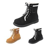 Stivaletti con lacci da donna in pelle scamosciata ispessita calda foderata in pelliccia sintetica stivali invernali isolati a metà polpaccio stivaletti da donna stivali da combattimento antiscivolo