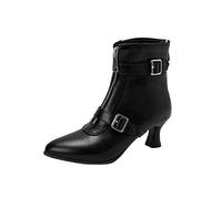 Stivaletti con Tacco a Spillo Donna Stivaletti con Cerniera con Lacci Stivaletti Corti Stivali S 1460 (Black, 41)