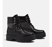 Stivaletti con zeppa e lacci, in pelle, con borchie, STONE STREET MID 6 INCH LACE Nero 40
