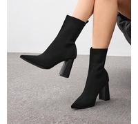 Stivaletti corti da donna alla moda, minimalisti, con punta appuntita, in maglia elastica e traspirante, con tacco spesso, adatti per l estate, laurea, ballo di fine anno, vacanze, saldi estivi, Natal