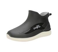Stivaletti corti da donna, estivi, impermeabili, in gomma antiscivolo, tinta unita, suola spessa, comode, da pesca, fango, giardino, da pioggia, 35 - 39 EU, Nero , 38 EU