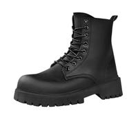Stivaletti da combattimento lucidi da uomo, con lacci, alla caviglia, gotici, punk, alla moda, per uso quotidiano, streetwear, festival, feste, Nero 1, 40 2/3 EU
