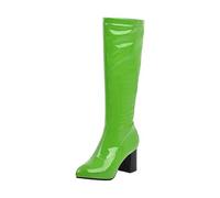 Stivaletti da cowboy, da donna, unisex, con chiusura lampo, stile retrò, con tacco a blocco, per l'inverno, l'autunno, i vichinghi, per Halloween, cosplay, verde, 47 EU