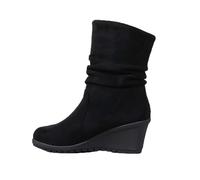 Stivaletti da cowboy, eleganti in pelle scamosciata, per il rinascimento, stile retrò, da cowboy, a mezza altezza, da donna, Nero , 40 EU