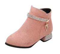 Stivaletti da donna 43 - alla caviglia da donna con tacco, scarpe autunnali, in pelle, impermeabili, leggeri, invernali, in pelle, eleganti, impermeabili, comode da donna, Colore: rosa., 32 EU