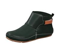 Stivaletti da donna alla caviglia da donna, larghi, piatti, antiscivolo, in finta pelle, Verde, 40.5 EU