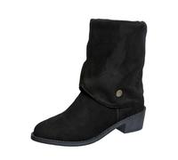 Stivaletti da donna autunnali, casual, robusti, alla caviglia con polsini a busta, stile vintage, casual, con bottone decorativo per tutti i giorni, Stile K01 Nero, 39 EU