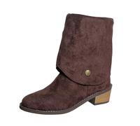 Stivaletti da donna autunnali, casual, robusti, alla caviglia con polsini a busta, stile vintage, casual, con bottone decorativo per tutti i giorni, Stile K02 Marrone, 39 EU