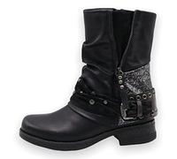 Stivaletti da donna con borchie - Stivali con borchie scarpe tacco a blocco - comodi autunno inverno donna scarpe fibbie - ST04, Nero , 42 EU