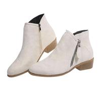 Stivaletti da donna con cerniera laterale, tacco basso, stivaletti alla caviglia da donna con punta a mandorla, stivaletti eleganti con tacco a blocco, scarpe da sposa con suola antiscivolo, calzature