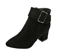 Stivaletti da donna con cerniera laterale, tacco grosso, stivaletti alla caviglia da donna a punta eleganti stivaletti antiscivolo per matrimonio scarpe casual con fibbia calzature per passeggiate