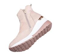 Stivaletti da donna con plateau e plateau, beige., 37 EU