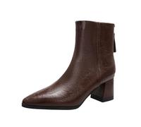 Stivaletti da donna con punta affusolata - In stile retrò francese con zip posteriore, impermeabili e antiscivolo per gli spostamenti quotidiani, il lavoro e le giornate in città in autunno/inverno