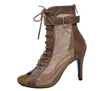 Stivaletti da Donna con Tacco A Spillo Marrone da 10 Cm, Sexy con Punta Aperta, Tacchi Alti per Matrimonio, Festa Serale, Ballo di Fine Anno