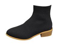 Stivaletti da donna con tacco, alla caviglia, morbidi, comodi, da donna, a punta, con tacco a blocco, eleganti alla caviglia, Nero , 43 EU
