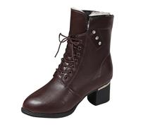 Stivaletti da donna con tacco basso, eleganti, con lacci e strass, in ecopelle, con cerniera laterale, Caff, 38.5 EU