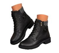 Stivaletti da Donna con Tacco Basso, Zip Laterale, Suola Robusta Antiscivolo, Stivali Casual Invernali, Calzature comode per Camminate e Look Quotidiano Confortevoli Outdoor Stivale Alto da Donna