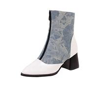 Stivaletti da donna con tacco, caldi, antiscivolo, invernali, alla moda, con stampa a quadri, stivali con plateau, tacco a blocco, stivali corti di alta qualità, eleganti scarpe alla caviglia per