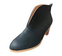 Stivaletti da donna con tacco - con tacco alto da donna elegante - tacco a blocco, scarpe a punta appuntita, stivali da donna antiscivolo, A01 nero., 42 EU