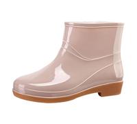 Stivaletti da donna con tacco da 3-5 cm, impermeabili, corti, lucidi, con tacco a blocco, resistenti all'abrasione, stivali larghi da donna, eleganti stivali da esterno, cachi, 38 EU