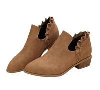 Stivaletti da donna con tacco Eleganti, per donna Chelsea Boot foderati, in pelle scamosciata, comodi da lavoro, per il tempo libero, autunno stivali a punta tinta unita, stivaletti Chelsea, marrone